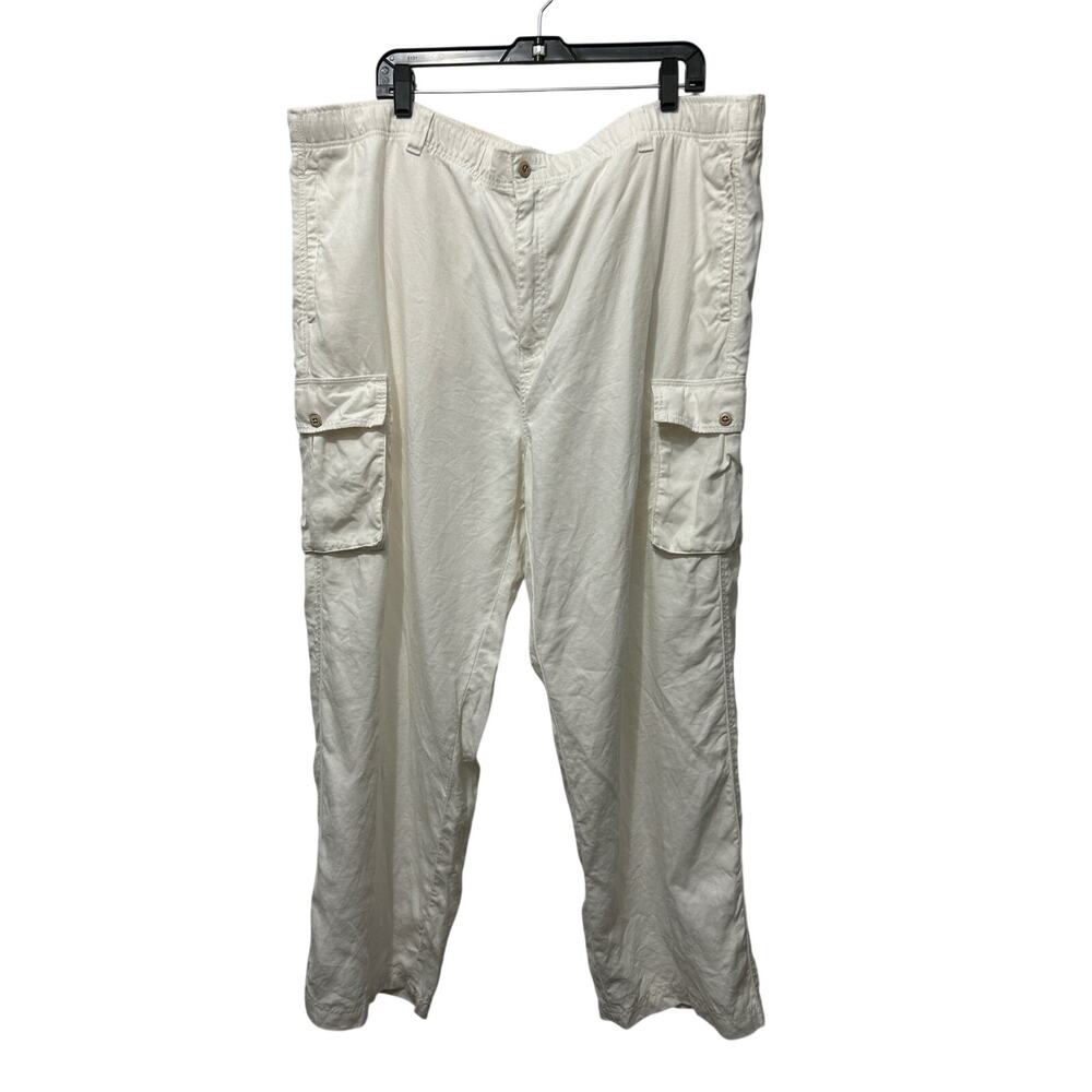 Tommy Bahama Relax White 100% Linen Cargo Pants Men’s XXL Drawstring Utility